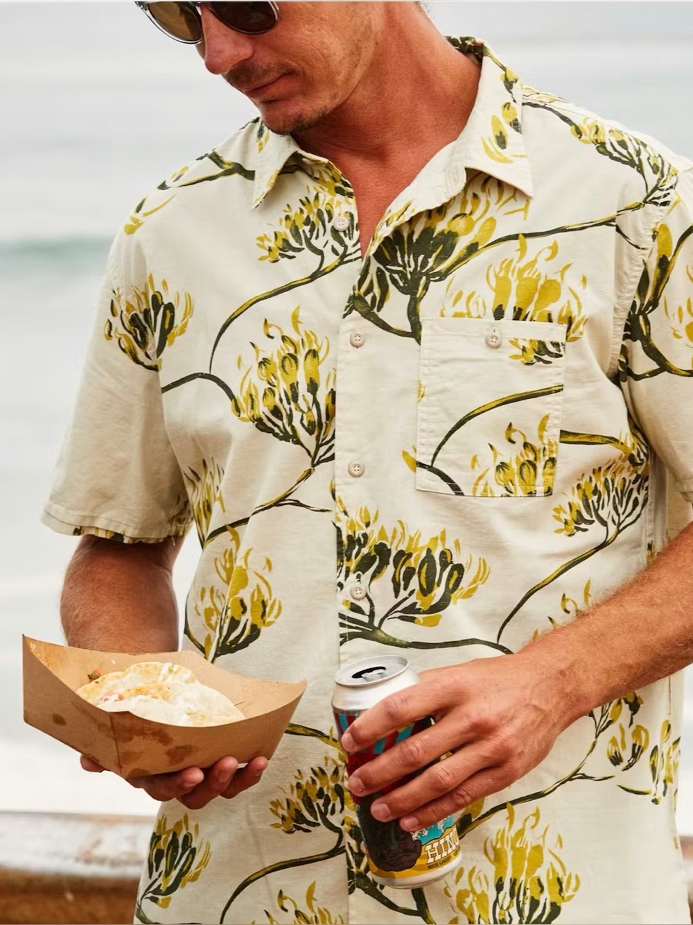 Wellen Mens M Shirt Pineapple Fiber Print Short Sleeve Button Front Huckberry